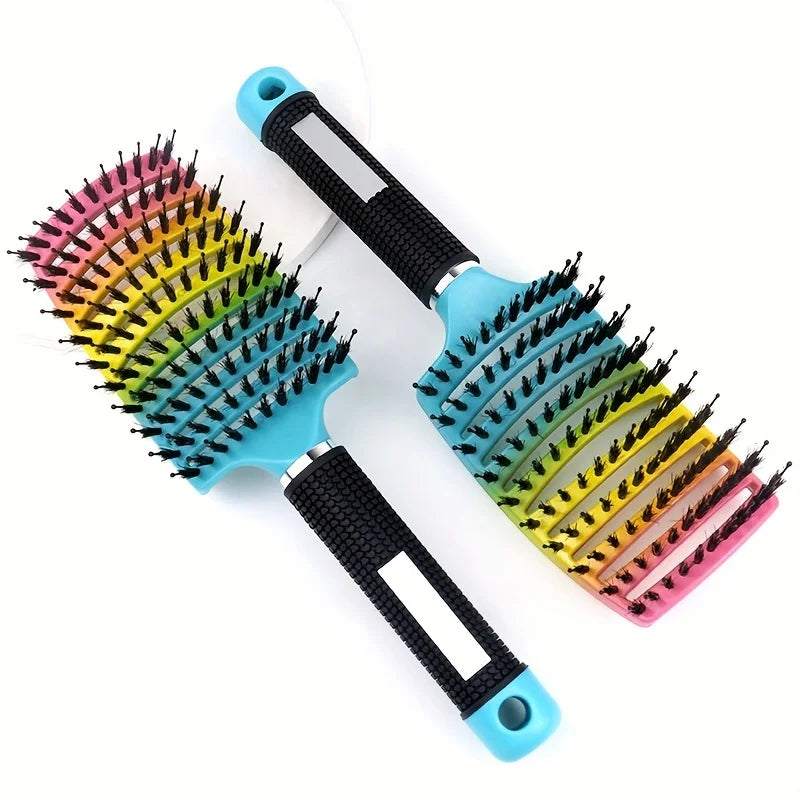 Magic Scalp Massage Hair Brush detangles wet, curly hair while providing a gentle, soothing massage.