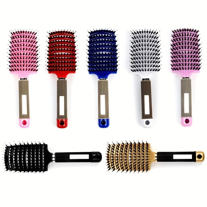 Magic Scalp Massage Hair Brush detangles wet, curly hair while providing a gentle, soothing massage.