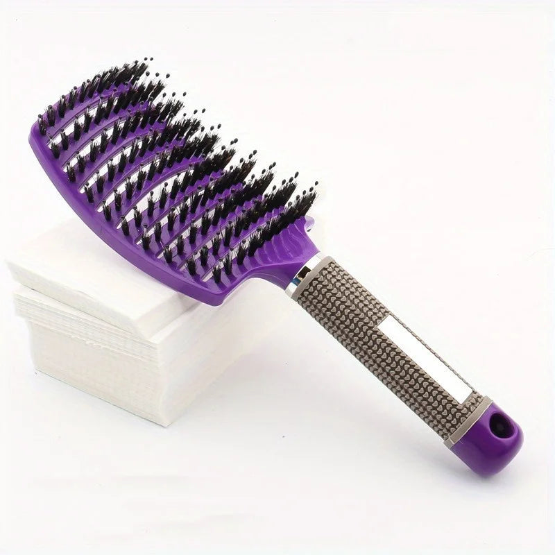 Magic Scalp Massage Hair Brush detangles wet, curly hair while providing a gentle, soothing massage.