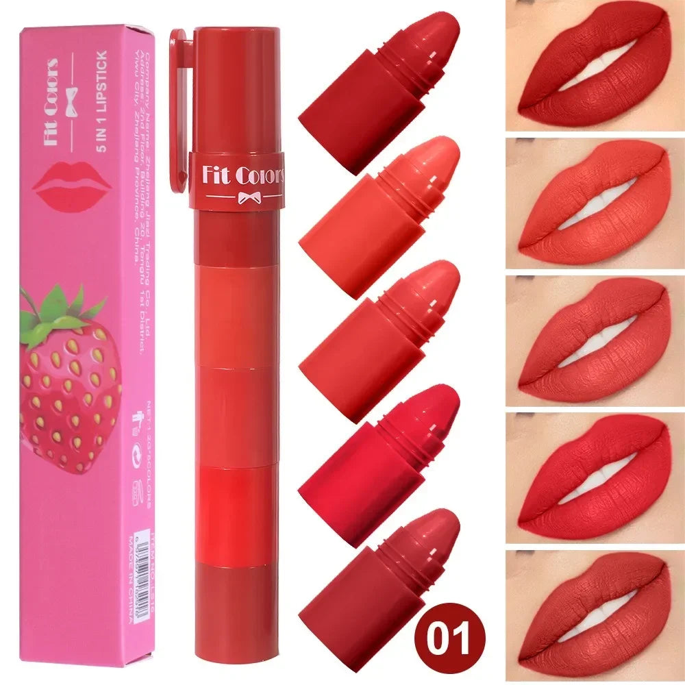 Cute Bear 4-in-1 Velvet Matte Lipstick offers long-lasting, waterproof color in vibrant shades.